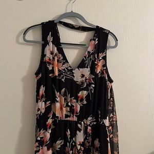 Gorgeous black maxi dress with pink flora designs